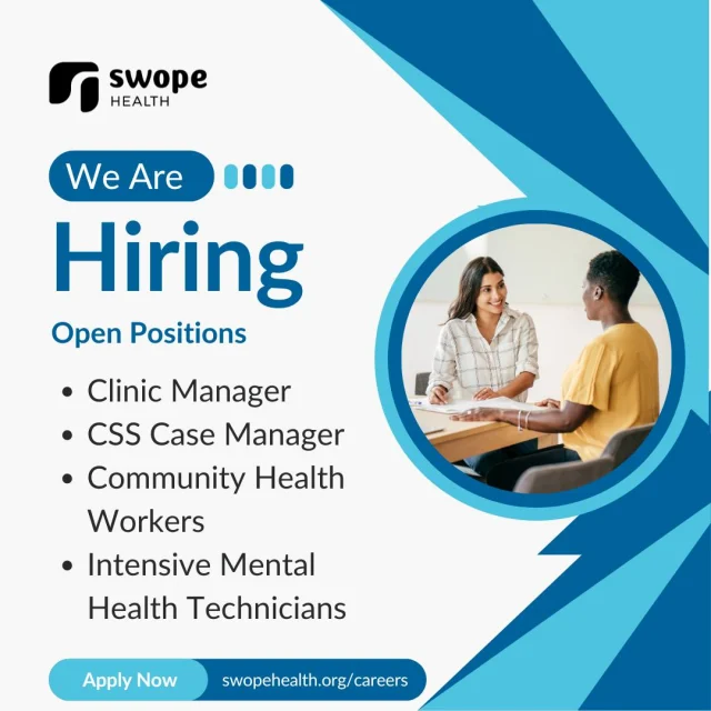 Did you know that Swope Health is hiring? You can join our diverse, versatile group of associates. Find the position that best fits your expertise and apply online at swopehealth.org/careers.