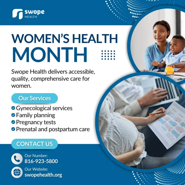 Did you know that it’s #WomensHealthMonth? This year’s theme, "Moving Forward Together: Women Educating and Inspiring Generations," celebrates the triumphs of women while inspiring them to take charge of their health and inspire future generations. Do your part today by making an appointment at Swope Health, which offers a variety of women health services. See the flyer for more information.